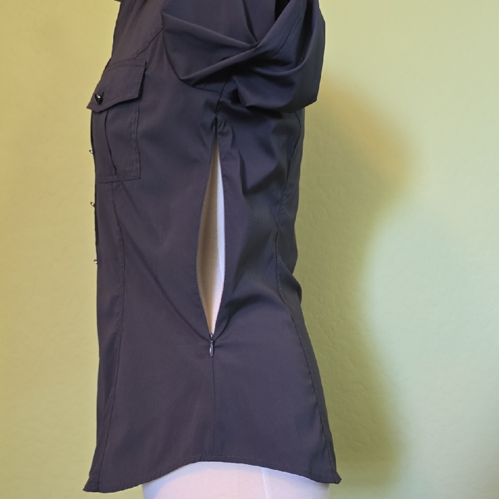Express Dark Gray Button-Down Shirt for Women - Picture 4 of 9
